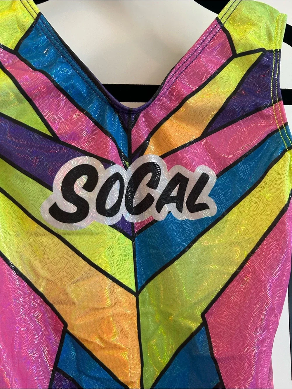 NWT GK Neon Multicolor Gymnastics Leotard - Size CM Child’s Medium